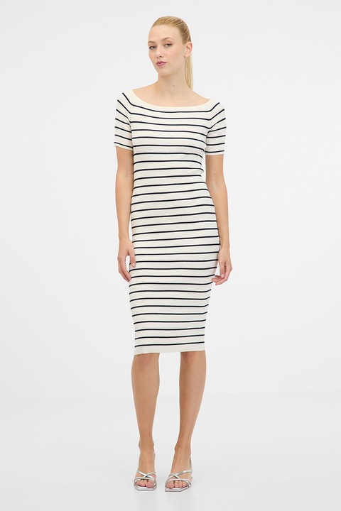 Orsay, Rochie cambrata in dungi, Albastru ultramarin/Alb murdar