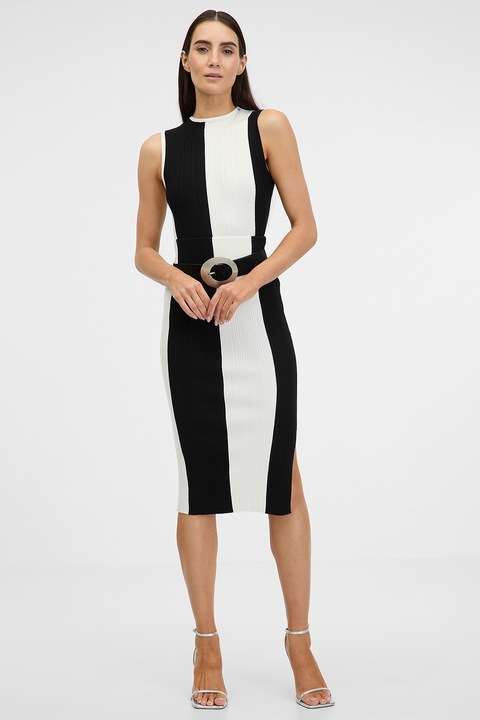 Orsay, Fusta midi cu dungi, Alb/Negru