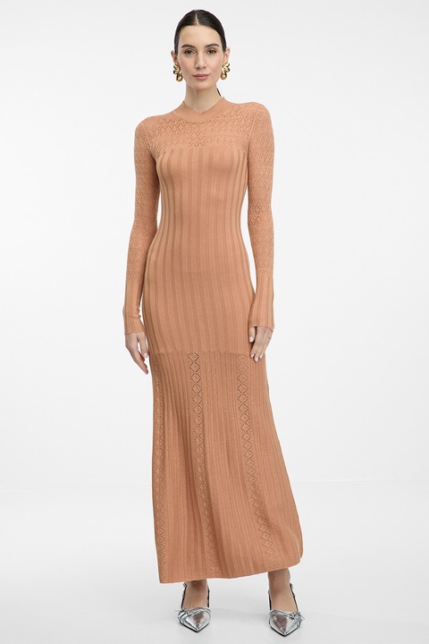Orsay, Rochie cambrata tricotata, Caramel