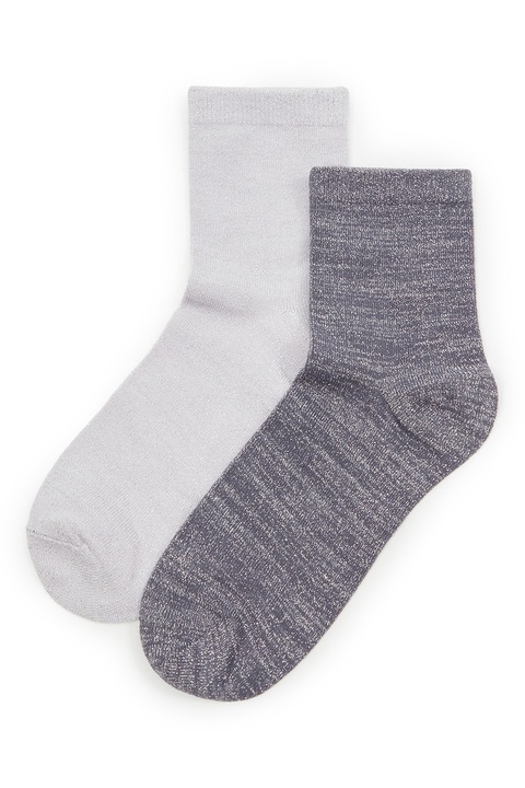 Orsay, Set de sosete lungi cu aspect stralucitor - 2 perechi, Gri/Argintiu