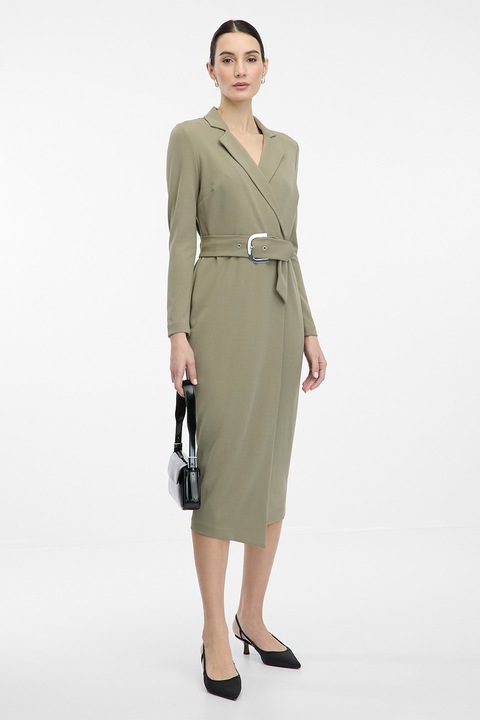 Orsay, Rochie midi cu revere decupate, Verde sparanghel