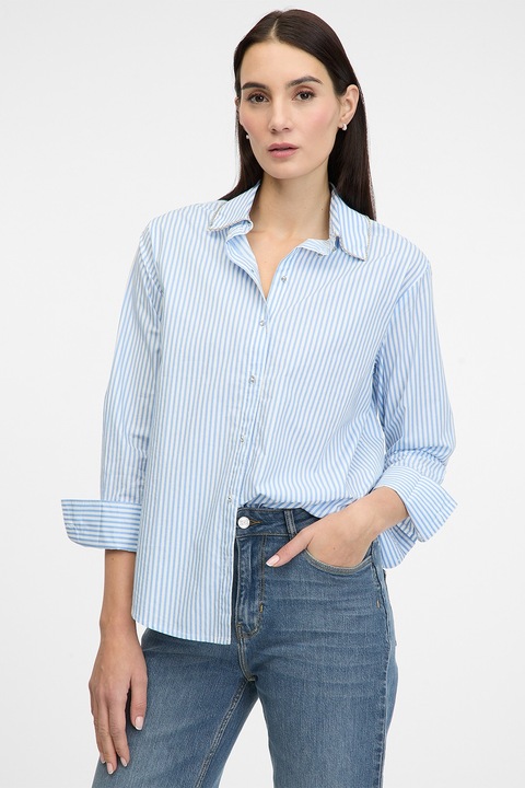 Orsay, Camasa de bumbac cu dungi, Alb/Albastru deschis