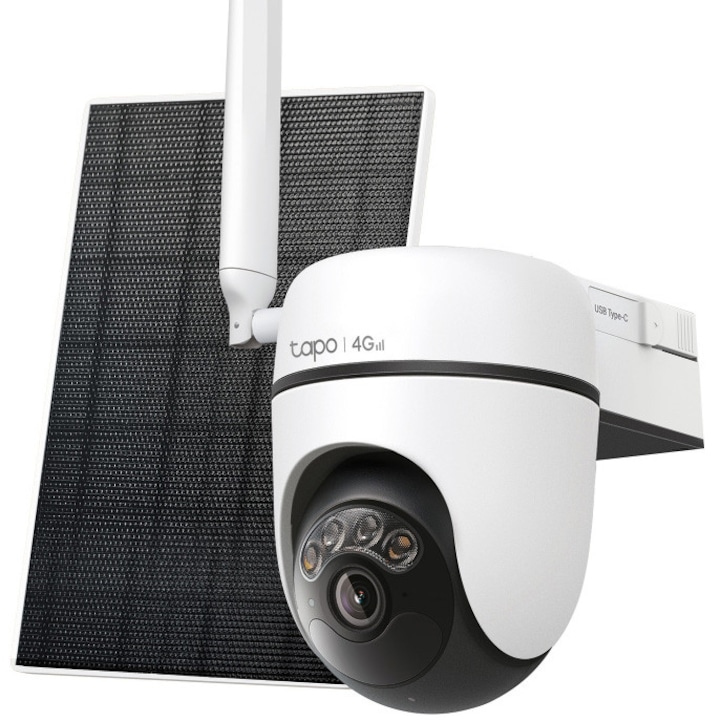 Kit camera de supraveghere Wireles cu panou solar TP-Link Tapo C615G KIT cu Pan/Tilt 360 grade, 4G LTE ,2K 3MP, Color Night Vision, Detectie AI, baterie 6700mAh, IP65