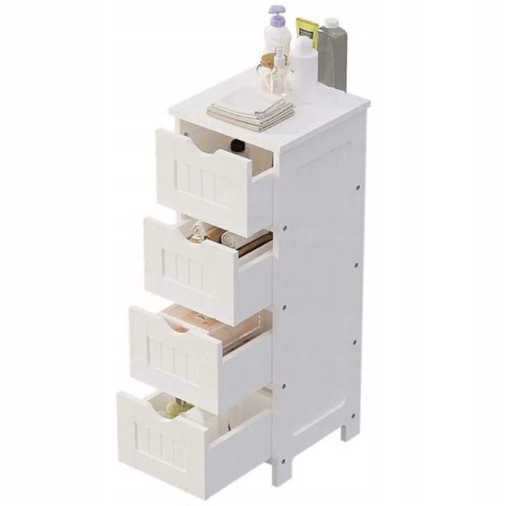 Dulap de baie ingust – stil scandinav cu sertare, Reviko