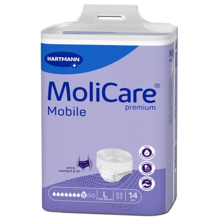 Scutece tip Chilot, 8 picaturi, 14 bucati, Marimea XL, Hartmann MoliCare® Premium Mobile
