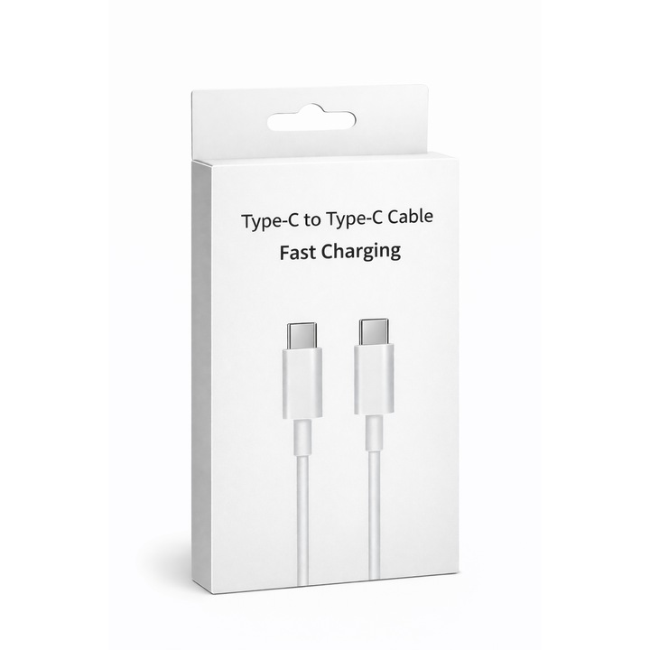 Кабел за данни и зареждане USB-C към USB-C 1м, бял, универсален, включително за Apple, Samsung, Pixel, лаптопи, всички версии на iphone 15, iphone 16, galaxy s8, s9, s10, s20, s21, s22, s23, s24, note8, 9, 10, 20, z fold, macbook air 2018+, vadrami