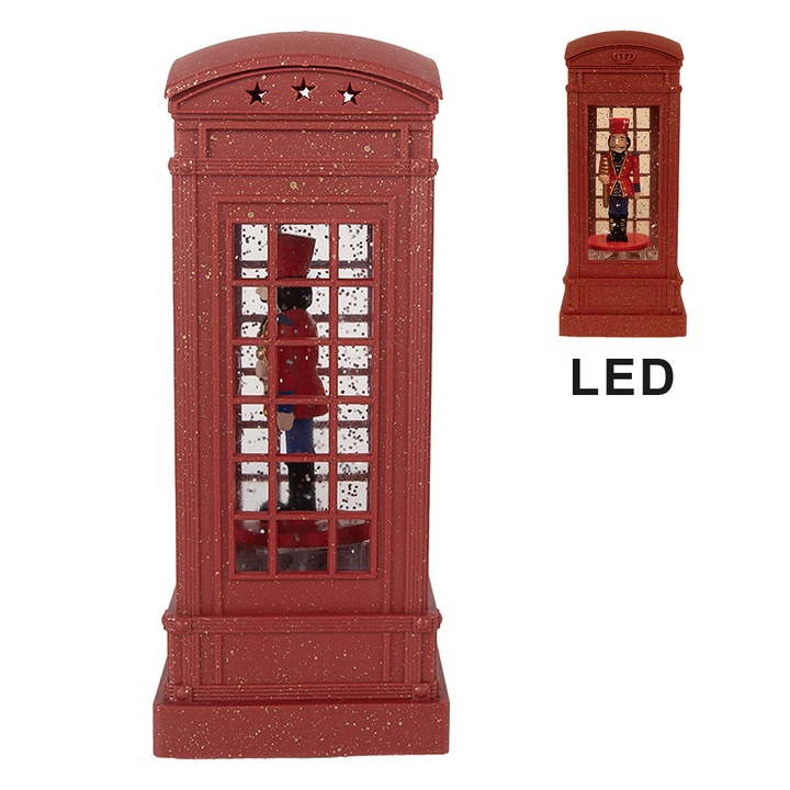 Felinar Craciun muzical plastic cu leduri 9x9x21 cm