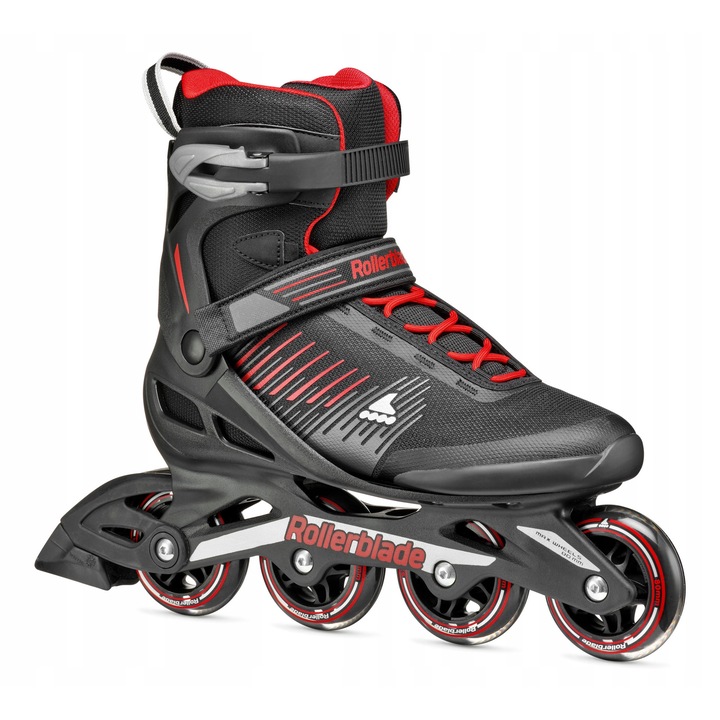 Role mescesti Rollerblade Zetrablade negru/rosu, 44.5-45 EU, 4 roti 80mm, confortabil