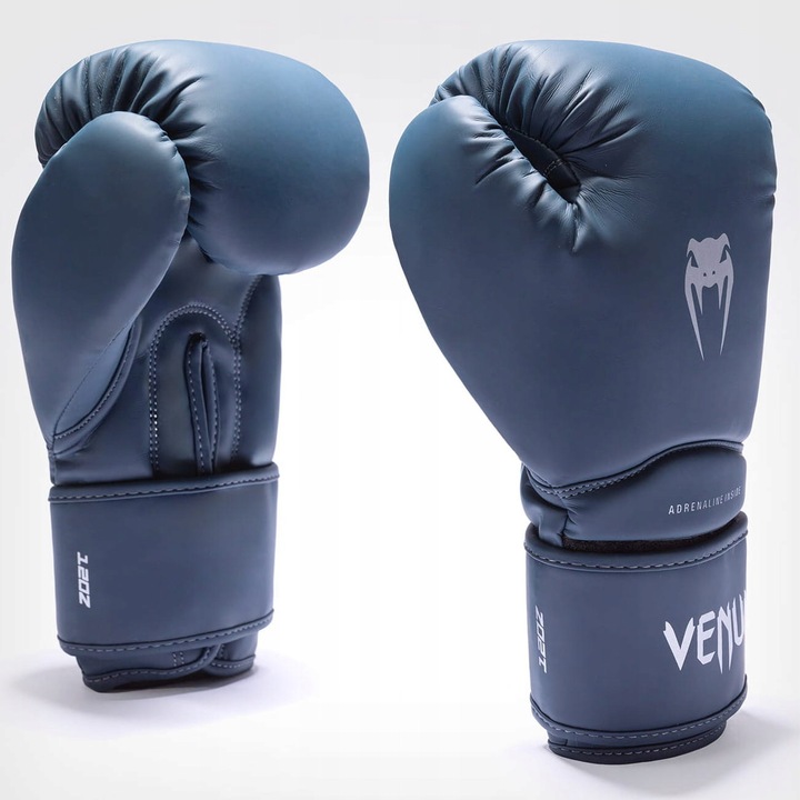Manusi de box Venum Contender 1.5, 16 oz, albastru inchis/silver, din PU, cu inchidere pe arici