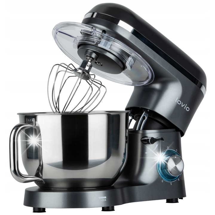 Кухненски робот Lovio, модел Home ChefAssistant LVSTM01GY, 1900W, 6,2L, сив, 6 скорости + пулс