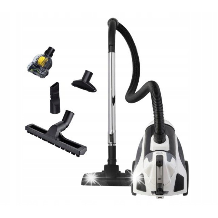 Безторбичкова прахосмукачка Raven EO009, 899W, HEPA, бяло-сива, 34x26x31см, комплект с четка за паркет