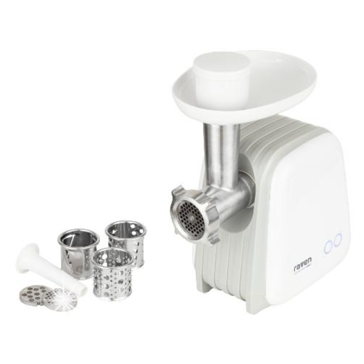 Машина за мелене Raven EMDM001X, 1500W, бяла, 1,8кг/мин, комплект с 3 приставки