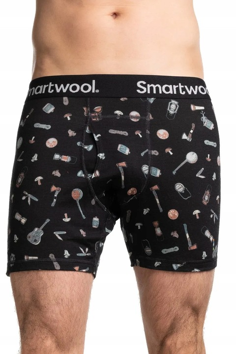 Férfi Smartwool termikus boxeralsó, fekete, merinó gyapjúból, S INTL