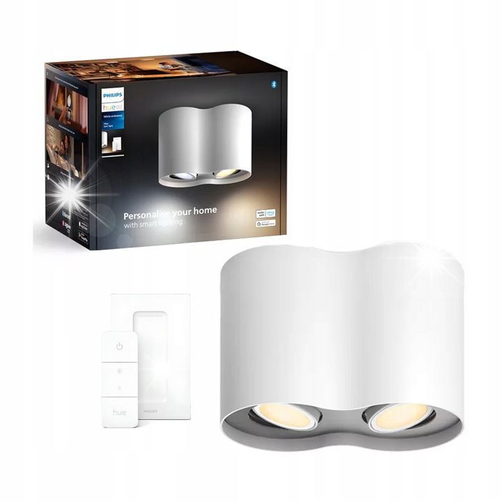 Philips Hue Pillar LED spotlámpa, 2x4.2W, fehér, szabályozható, dimmer kapcsolóval