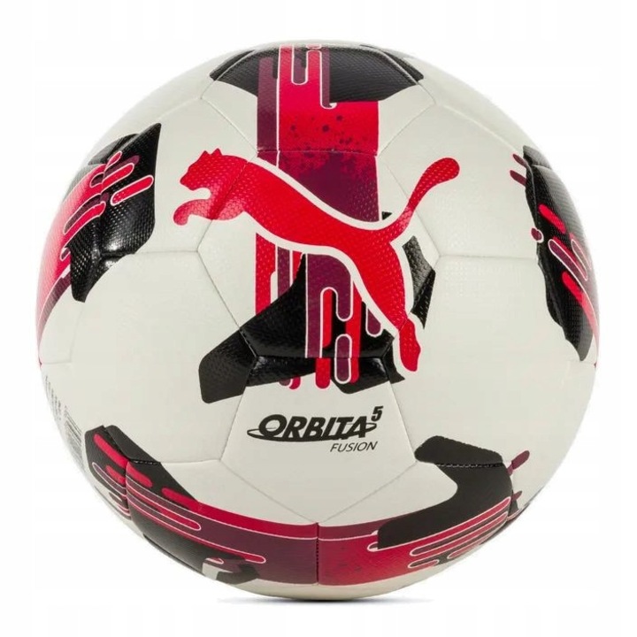 Minge fotbal PUMA Orbita 5 Fusion alb/rosu, 32 panouri, dimensiune 3
