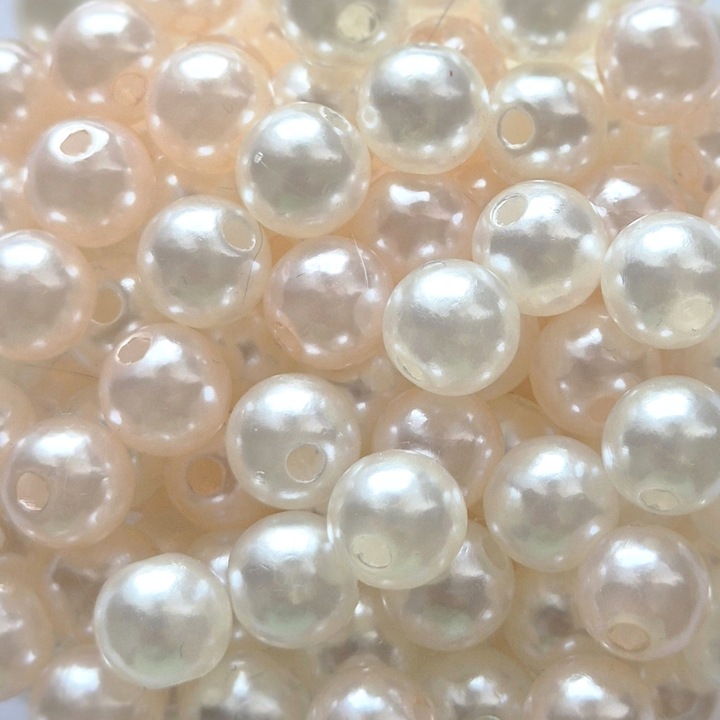 Margele plastic 7-8mm, mix nuante crem, 200 buc