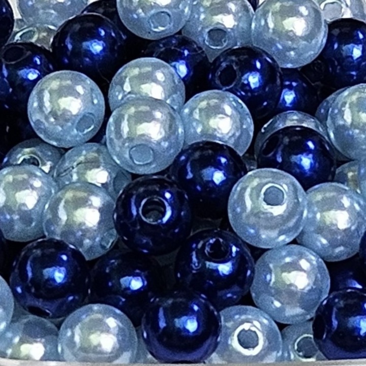 Margele plastic 8mm, mix nuante albastru, 200 buc