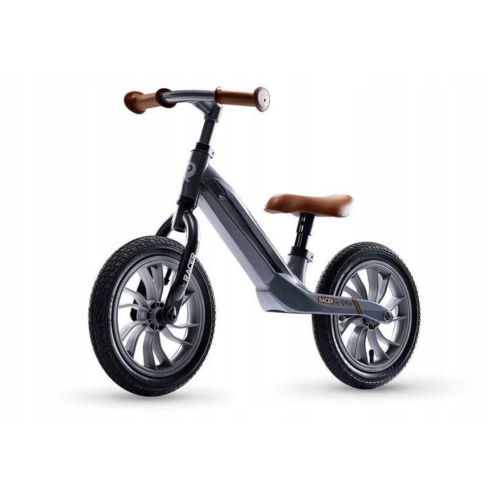 Bicicleta biegowa Qplay Racer, 12", gri, cadru din magneziu, roti cu aer