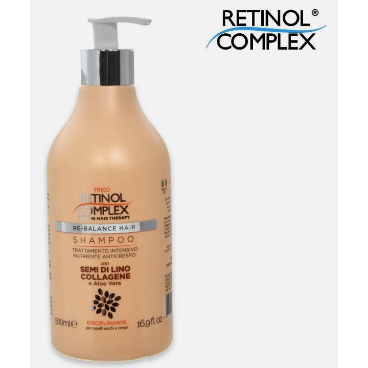 Sampon cu Keratina si Retinol 500 ml, Anti-Frizz, cu Colagen si Aloe Vera, Hidratare si Reparare Par Uscat/Deteriorat Retinol Complex