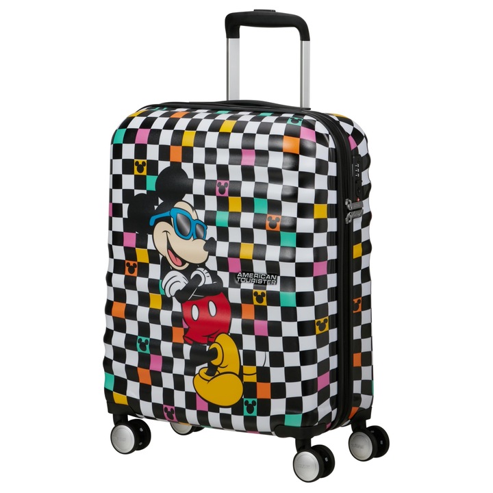 Troler American Tourister Wavebreaker Disney, Spinner S, 55 cm, 36 L, multicolor (Mickey Check)