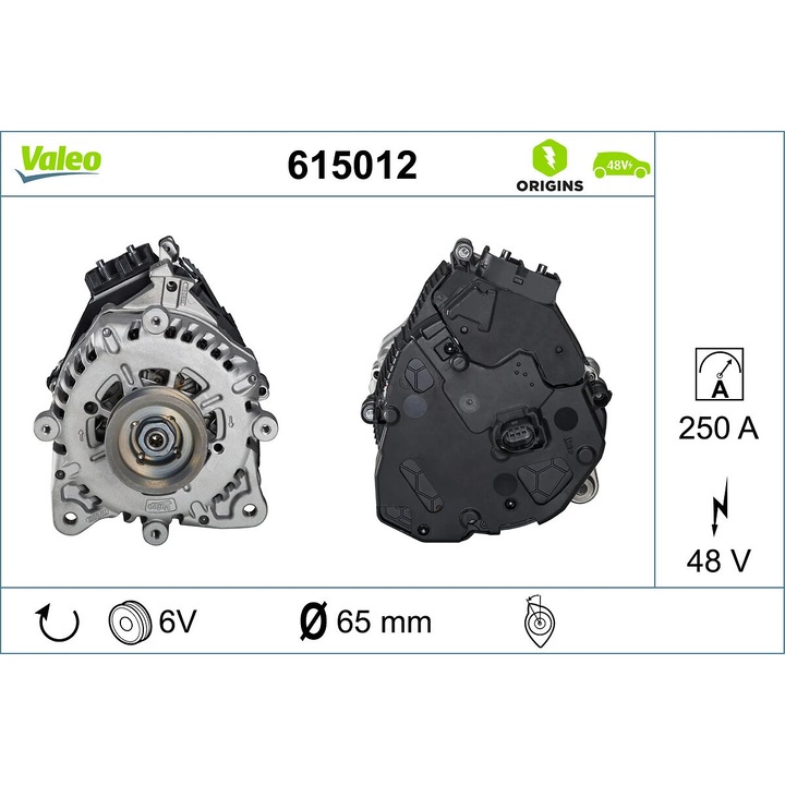 Alternator Valeo Generator Start 615012, compatibil cu Audi A3, Seat Leon, Skoda Octavia, VW Golf, 1.0h, 1.5h, 2.0, 110CP, 150CP