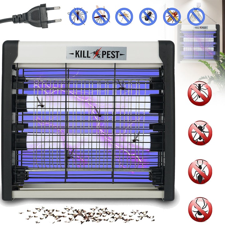 Убиец на мухи, електрически инсектицид за закрито, лампа за убиване на комари, привлича мухи с UV светлина за кухня, дом, вътрешна градина, двор, търговска или домашна употреба