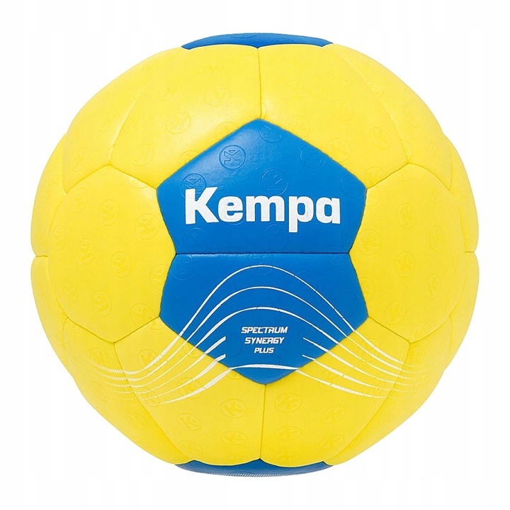 Minge handbal Kempa Spectrum Synergy Plus, 30-panouri, galben/suedez albastru, marimea 2, pentru adulti