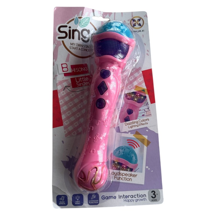 Interaktív énekes mikrofon gyerekeknek, rózsaszín, 3+