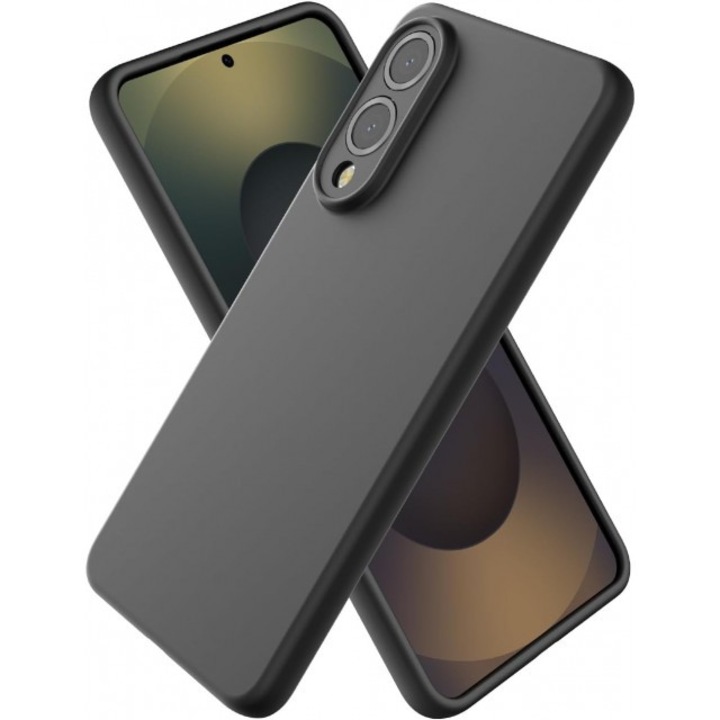 Husa Spate Upzz® No Logo, Compatibila Cu Samsung Galaxy S25 Edge Protectie La Camere, Alcantara La Interior, Negru