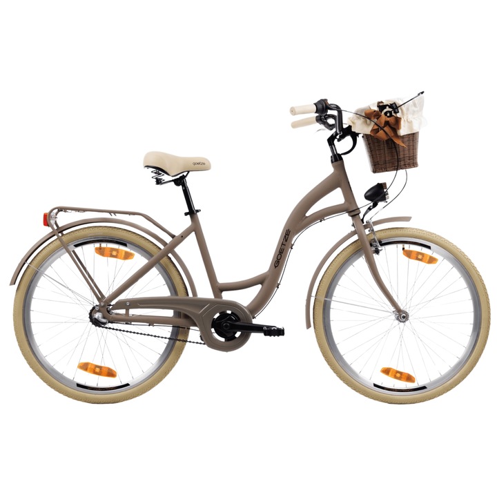 Bicicleta de oras dama Goetze Style 26, cadru aluminiu 17 inch, 3 viteze Shimano Nexus, roti 26 inch, frana torpedo & V-Brake, iluminare LED, cos si portbagaj