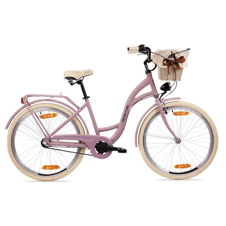 Bicicleta de oras dama Goetze Style 26, cadru aluminiu 17 inch, 3 viteze Shimano Nexus, roti 26 inch, frana torpedo & V-Brake, iluminare LED, cos si portbagaj