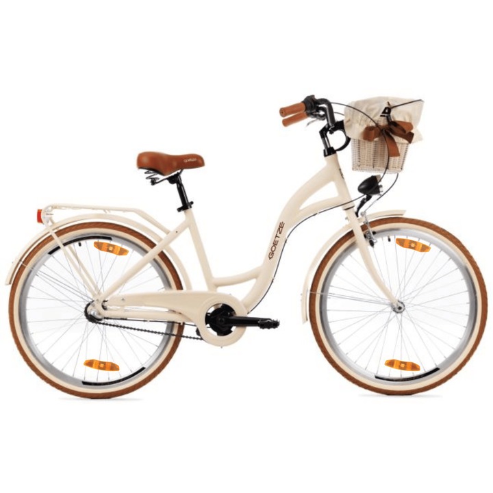 Bicicleta de oras dama Goetze Style 26, cadru aluminiu 17 inch, 3 viteze Shimano Nexus, roti 26 inch, frana torpedo & V-Brake, iluminare LED, cos si portbagaj