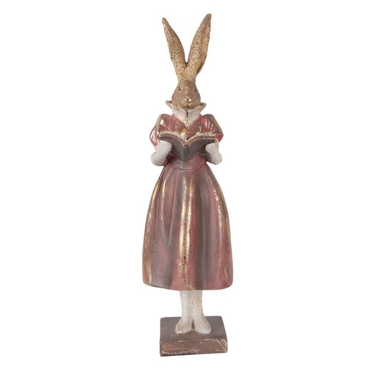 Фигурина Великденско Зайче Момиче, полирезин, многоцветна, 13x12x47 см