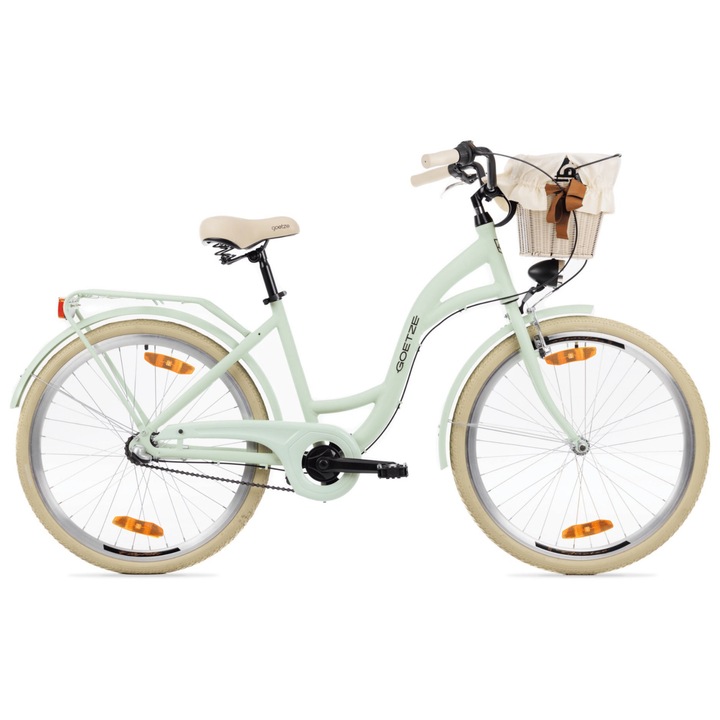 Bicicleta de oras dama Goetze Style 26, cadru aluminiu 17 inch, 3 viteze Shimano Nexus, roti 26 inch, frana torpedo & V-Brake, iluminare LED, cos si portbagaj