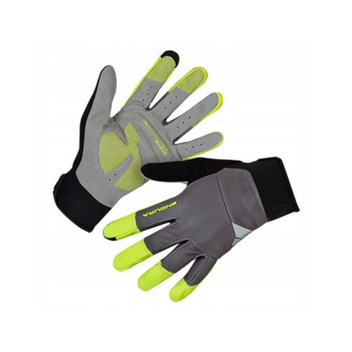 Endura Windchill sportkesztyű, sárga/szürke, S méret, vízálló, érintőképernyős