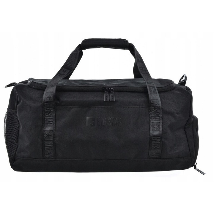 BIG STAR NN574193 sporttáska, fekete, 50x24x21cm, fő rekesszel és oldalsó zsebekkel
