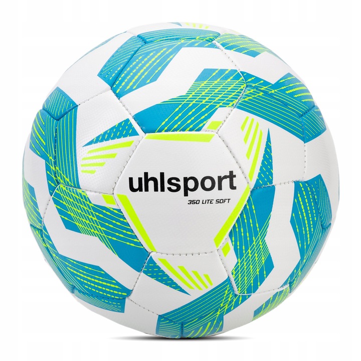 uhlsport Lite Soft 350 futball labda, fehér/világoskék/fluoreszkáló sárga, 32 panel, 4-es méret