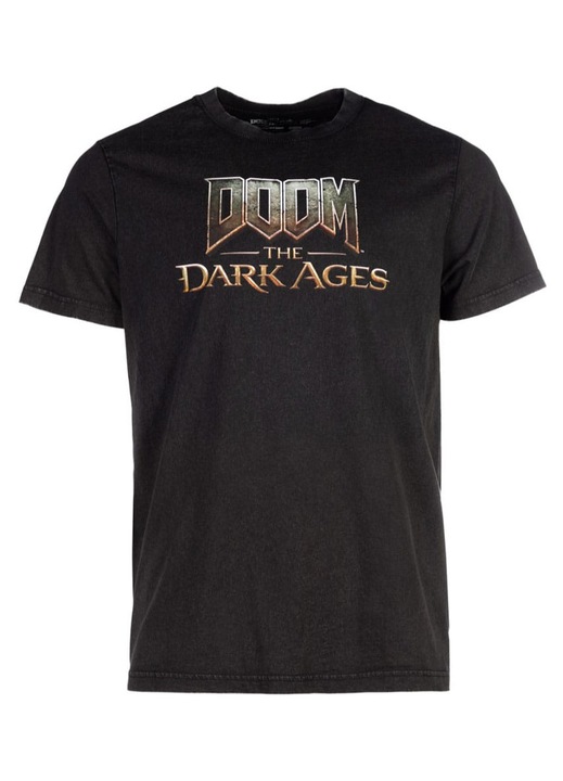 Férfi póló Devplus Doom The Dark Ages Logóval, fekete, pamut, M INTL