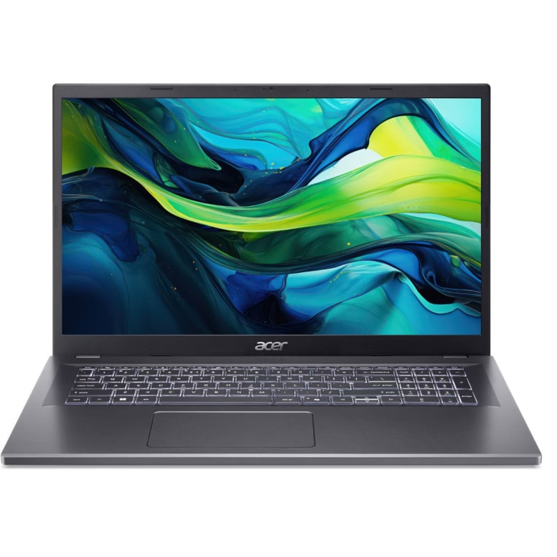 Laptop Acer Aspire 17 cu procesor Intel® Core™ 7 150U pana la 5.4 GHz, 17.3", FHD IPS, 16 GB LPDDR5, 1 TB SSD, Intel® Graphics, Windows 11 Pro, Steel Gray