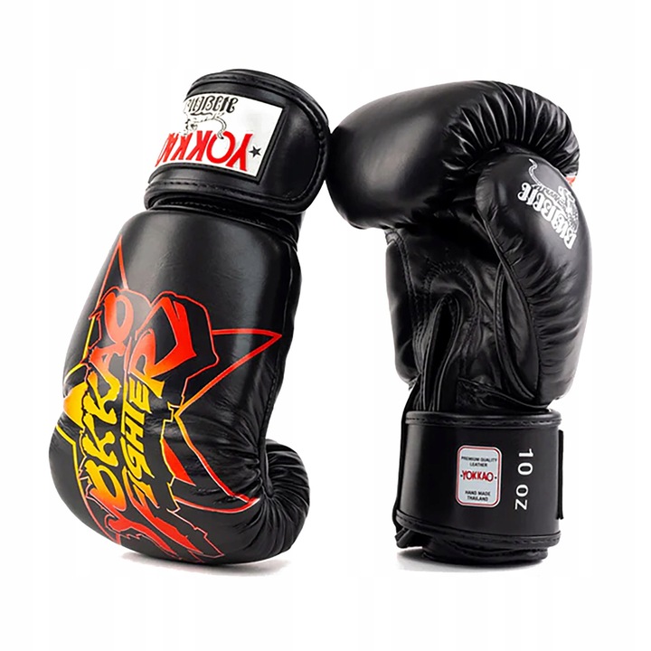 YOKKAO Fighter KO boxkesztyű, 16 oz, fekete színű, valódi bőr