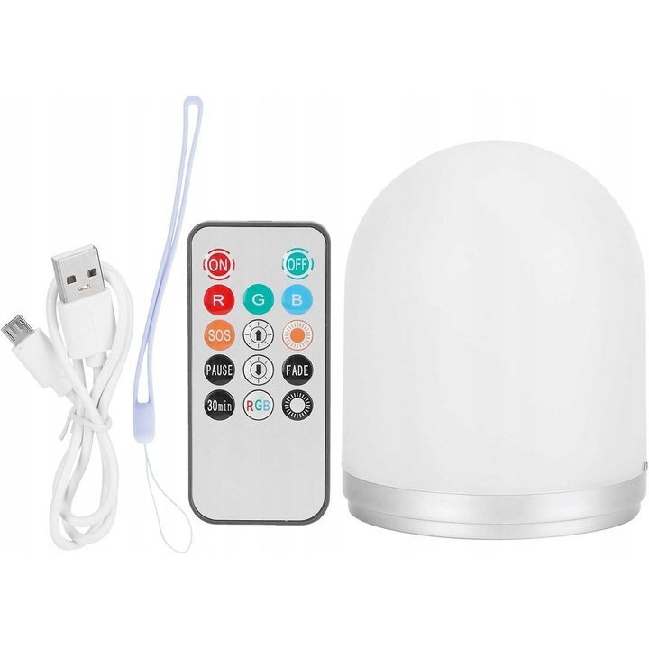 Детска нощна лампа, LED, RGB, 5W, бяла, 9х7см, с дистанционно управление