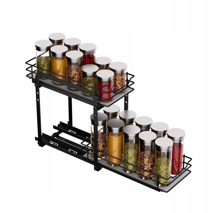 Organizer pentru condimente, 2 niveluri, 12,6x26,4x23cm, metalic, ajustabil