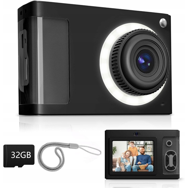 Camera digitala compacta pentru copii ARNSSIEN Y2, 40 MP, 1080P, LED, 6.1 cm, set cu card SD 32 GB