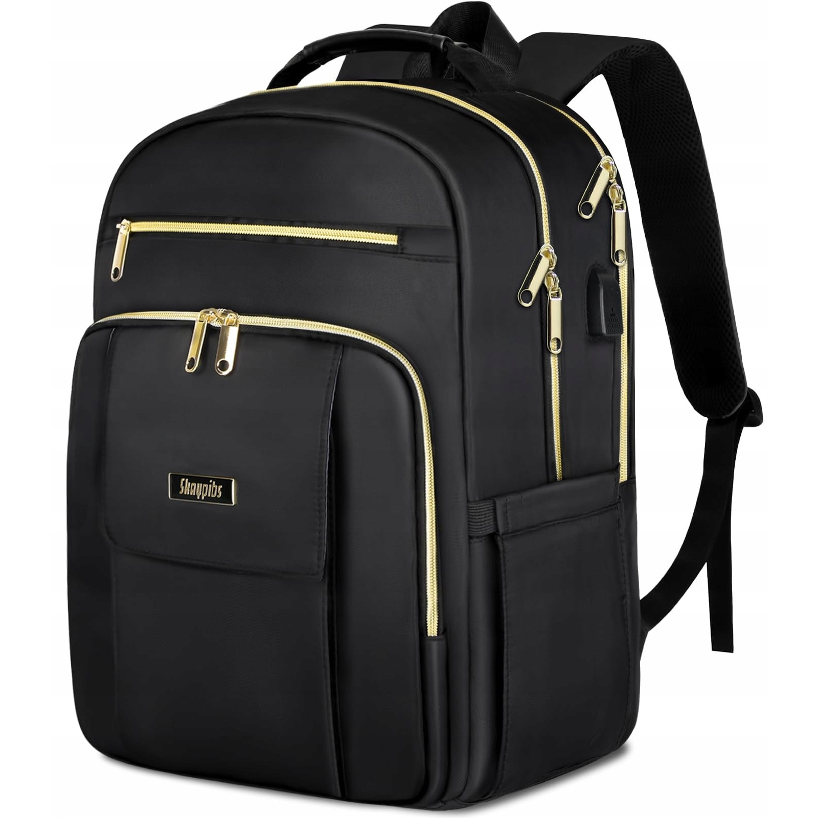 Rucsac pentru laptop, 18 compartimente, port USB, negru, 44,5x32x20cm