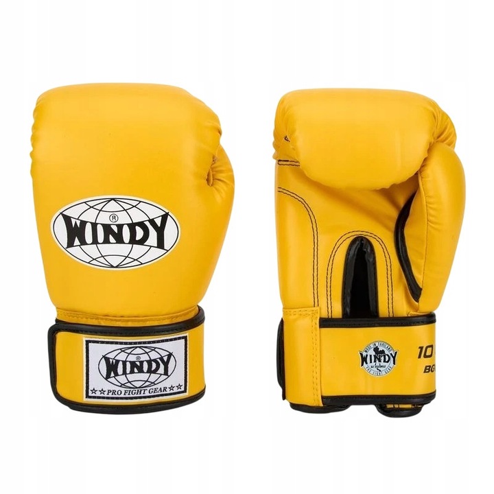 Manusi de box Windy Classic 12OZ, piele sintetica, galbene, pentru antrenament si sparring