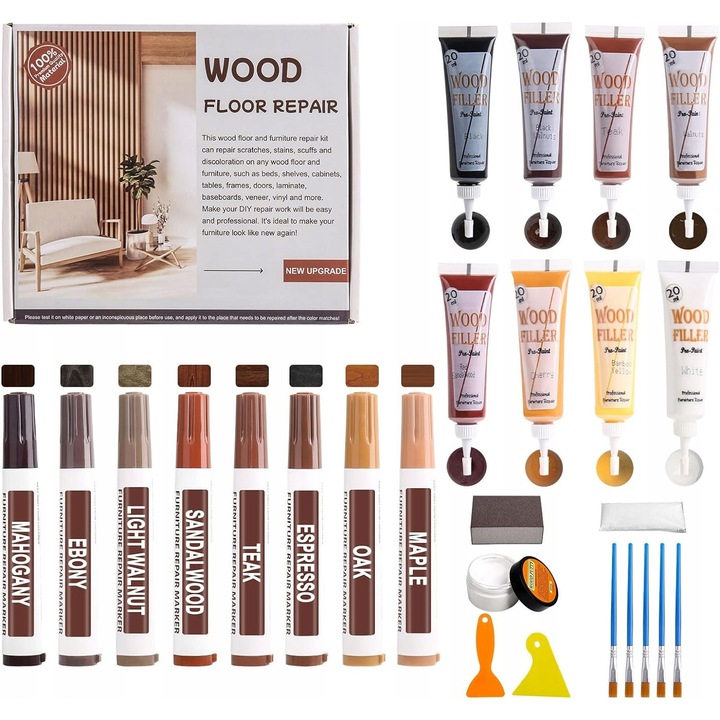 Kit reparare pentru mobilier din lemn, 27 piese, multicolor
