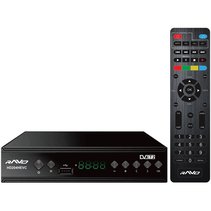 Декодер тунер DVB-T2 Ravo HD204, 1000 канала, HDMI, 168x93x35mm