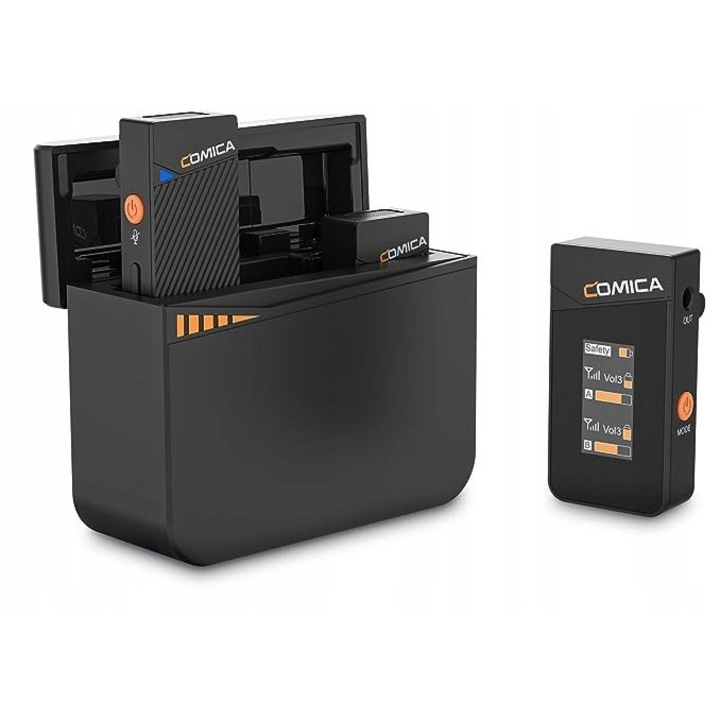 Microfon Lavalier fara fir Comica Vimo C, mono/stereo, cu reducerea zgomotului, negru