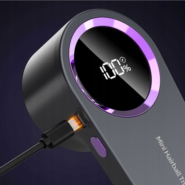 Машинка за премахване на мъхчета от дрехи, 6 ножчета, USB-C акумулаторна батерия, сива, ергономична, 8000 об/мин