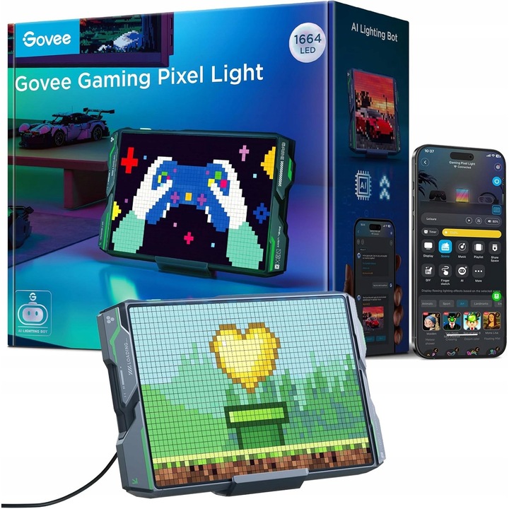 Lampa LED Govee Gaming Pixel RGB, 1664 LED, Wi-Fi управление, многоцветна